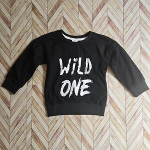 Toddler Black Wild One Graphic Sweatshirt Birthday Outfit Crewneck Pullover